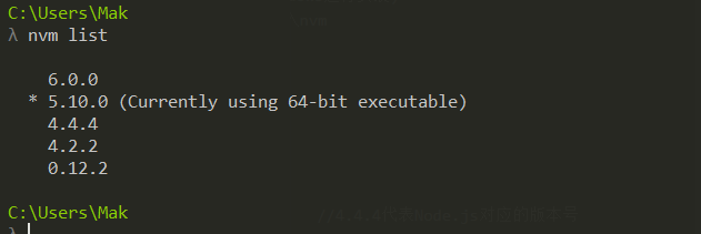 nvm 列出 Node.js 版本